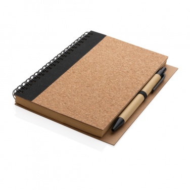 Logo trade promotional gifts image of: Cork spiral notebook with pen